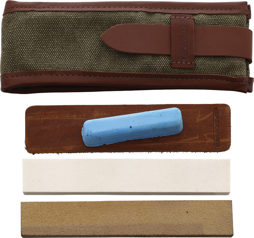 BPS Knives Sharpening Kit 2 stones 240 & 800 & leather strop compound nylon  case