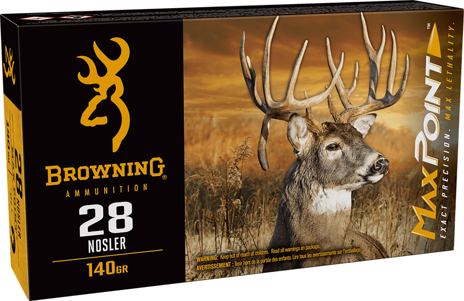 Browning Ammo B192100282 Max Point 28 Nosler 140 Gr 20 Per Box/ 10 Case