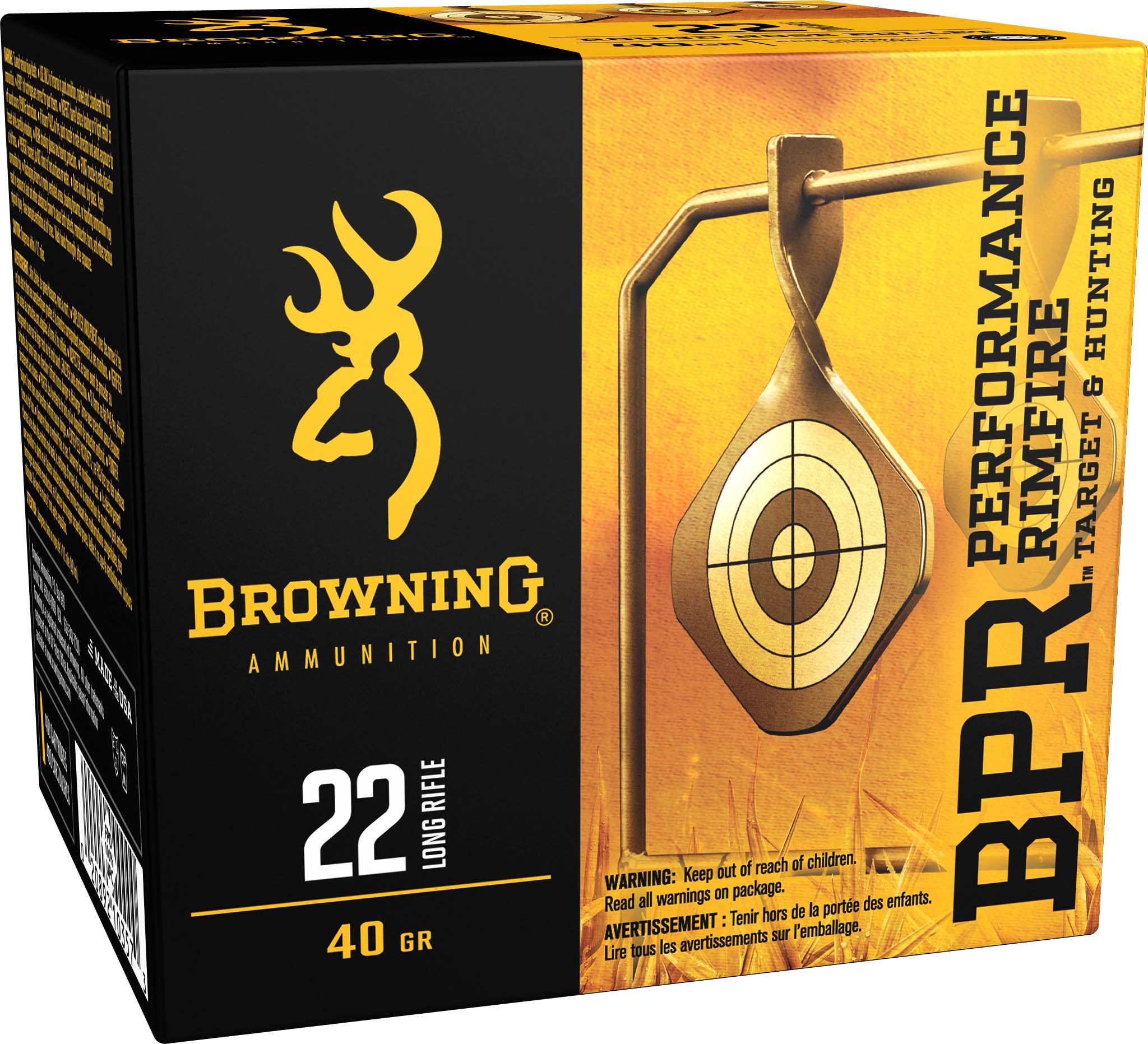 Browning BPR .22 Long Rifle 40 Grain Lead Round Nose Brass Cased Rimfire Ammunition