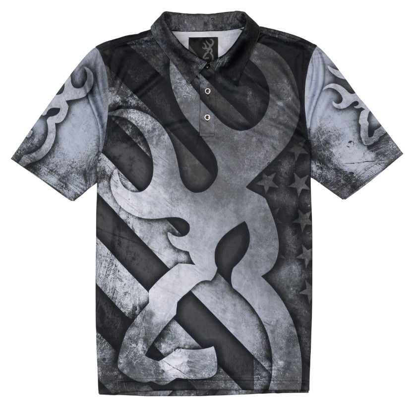 Browning Camouflage Polyester Casual Button-Down Shirts for Men