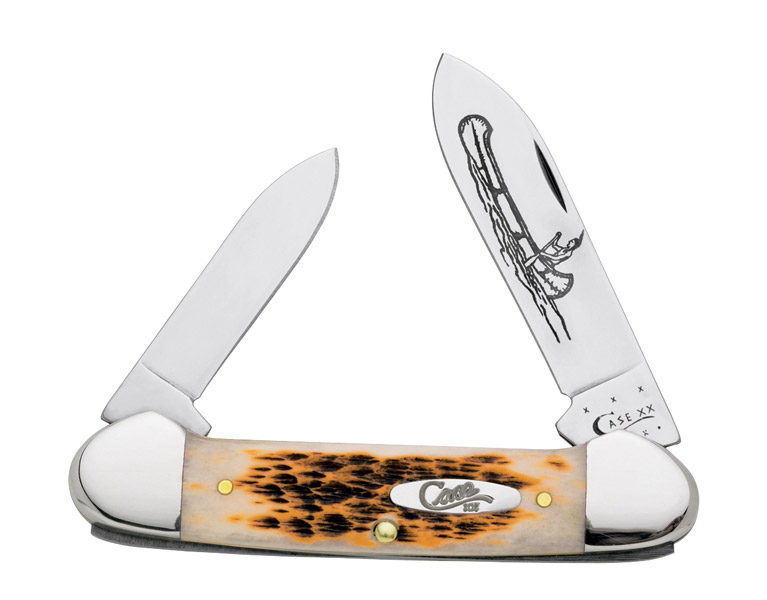 Case Canoe Amber Bone Folding Knife