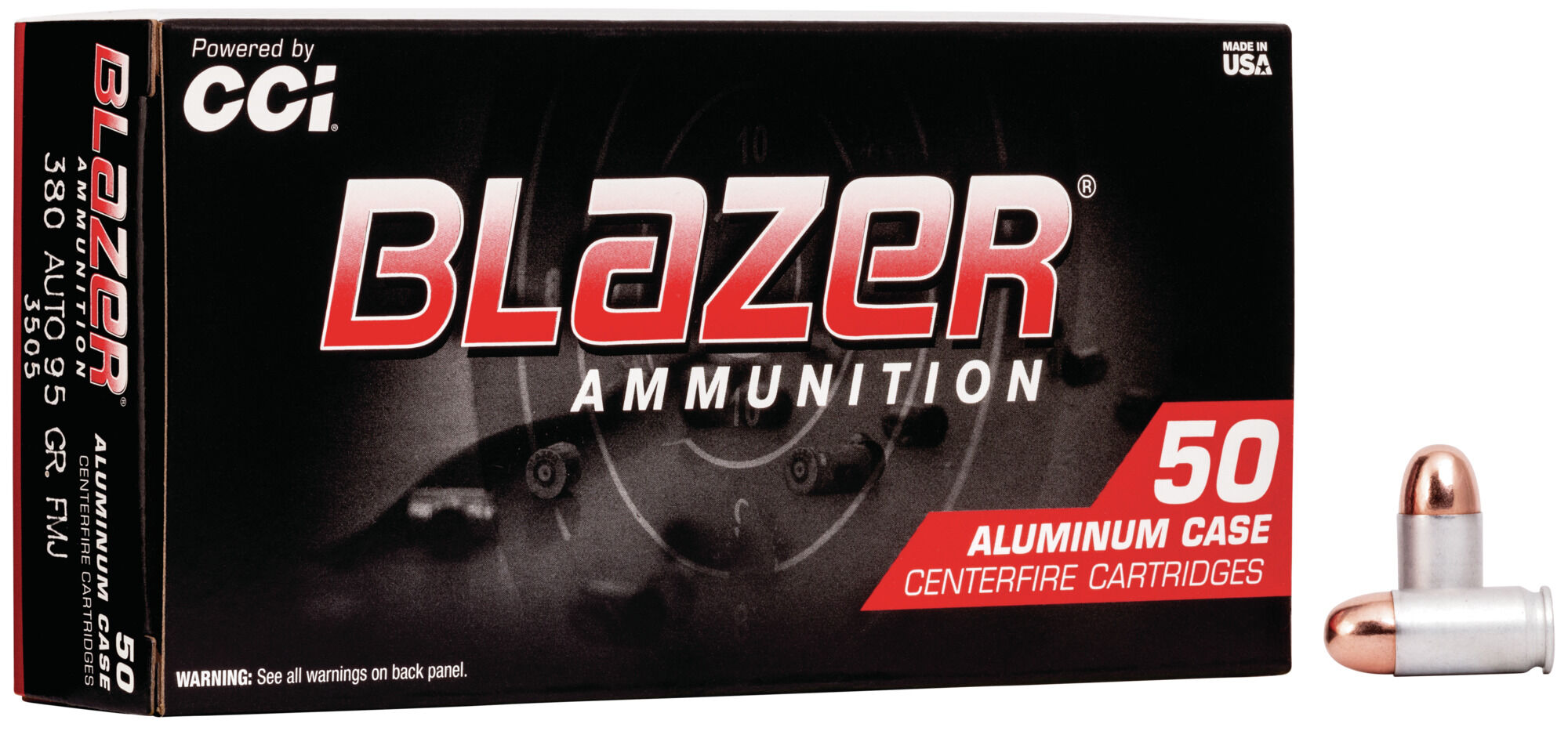 CCI Ammunition Blazer Aluminum .380 ACP 95 Grain Full Metal Jacket Centerfire Pistol Ammunition