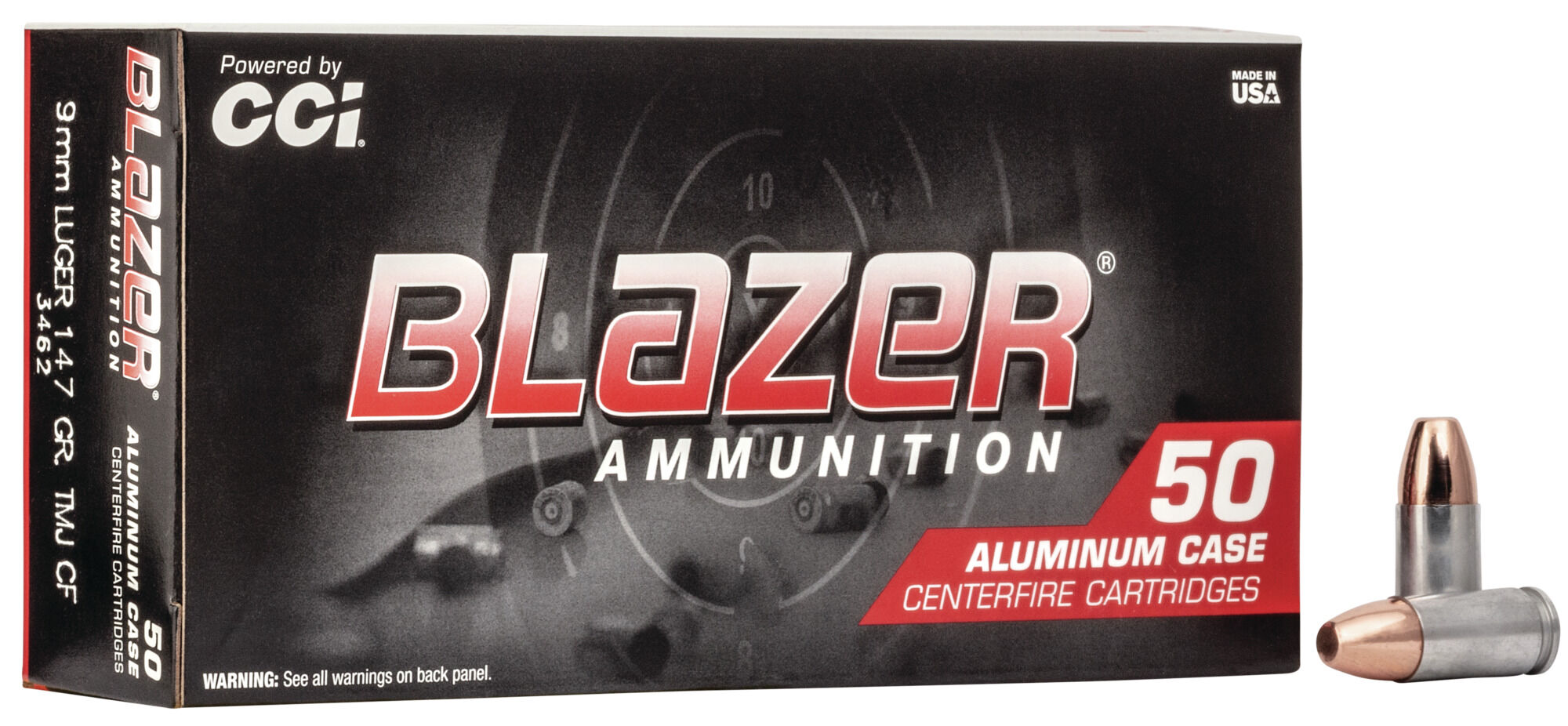 CCI Ammunition Blazer Clean-Fire 9mm Luger 147 Grain Total Metal Jacket Centerfire Pistol Ammunition