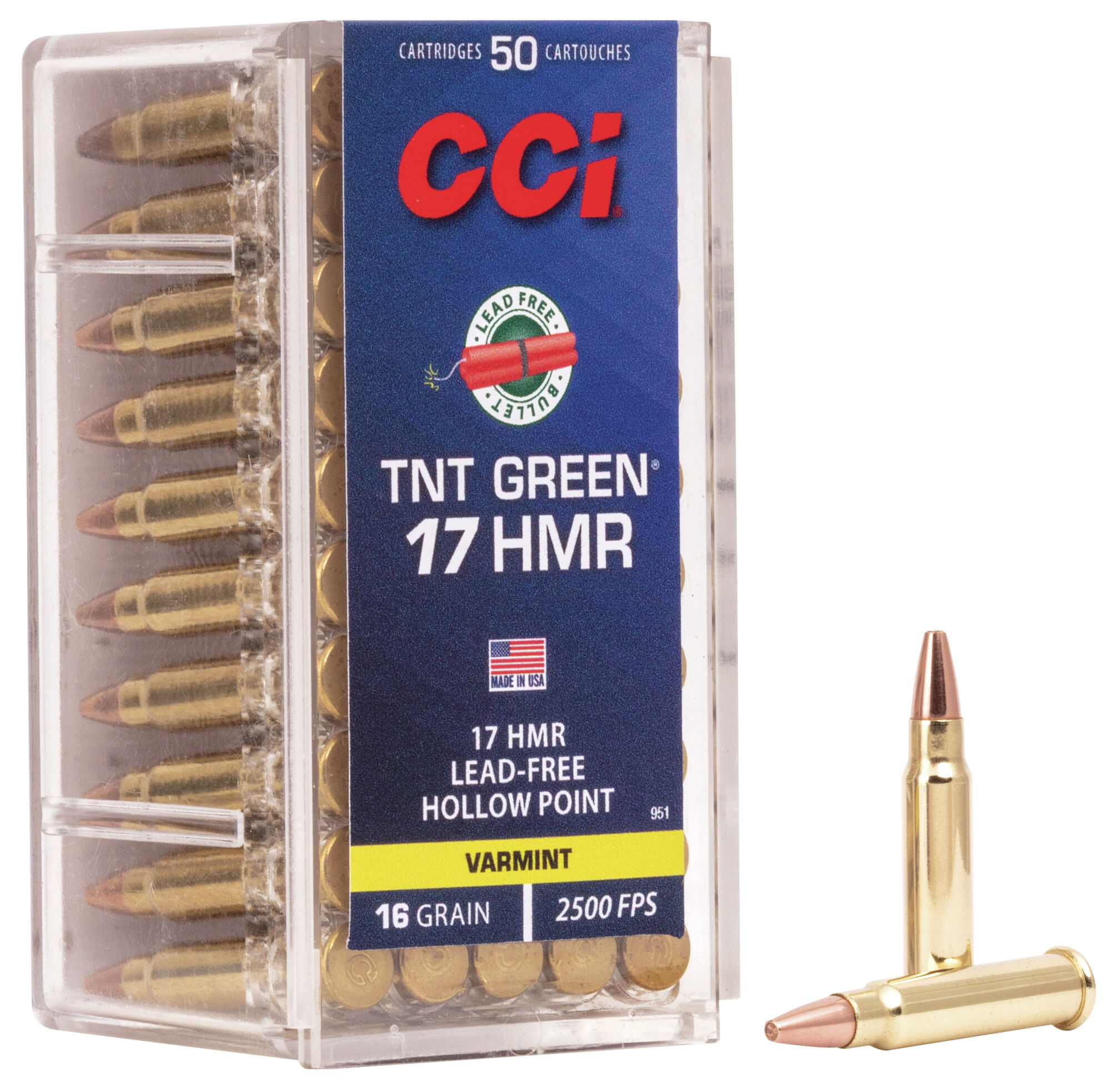 CCI Ammunition TNT Green .17 Hornady Magnum Rimfire 16 Grain Speer TNT Green Hollow Point Rimfire Ammunition
