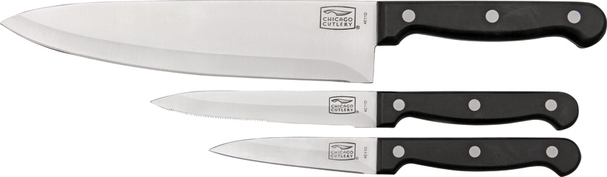 Chicago Cutlery Essentials Parer, Serrated Utility & Chef Knives - 3 knives