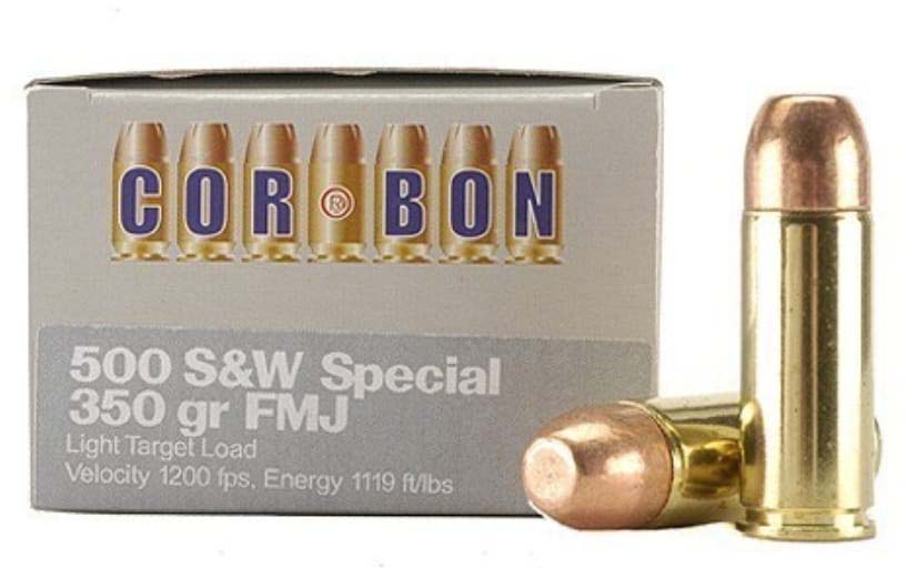 Cor Bon .500 S&W Magnum 350 Grain Full Metal Jacket Brass Cased Pistol Ammunition