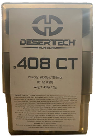 Desert Tech Premium Match .408 Cheyenne Tactical 400 Grain Open Tip Match Brass Cased Centerfire Rifle Ammunition