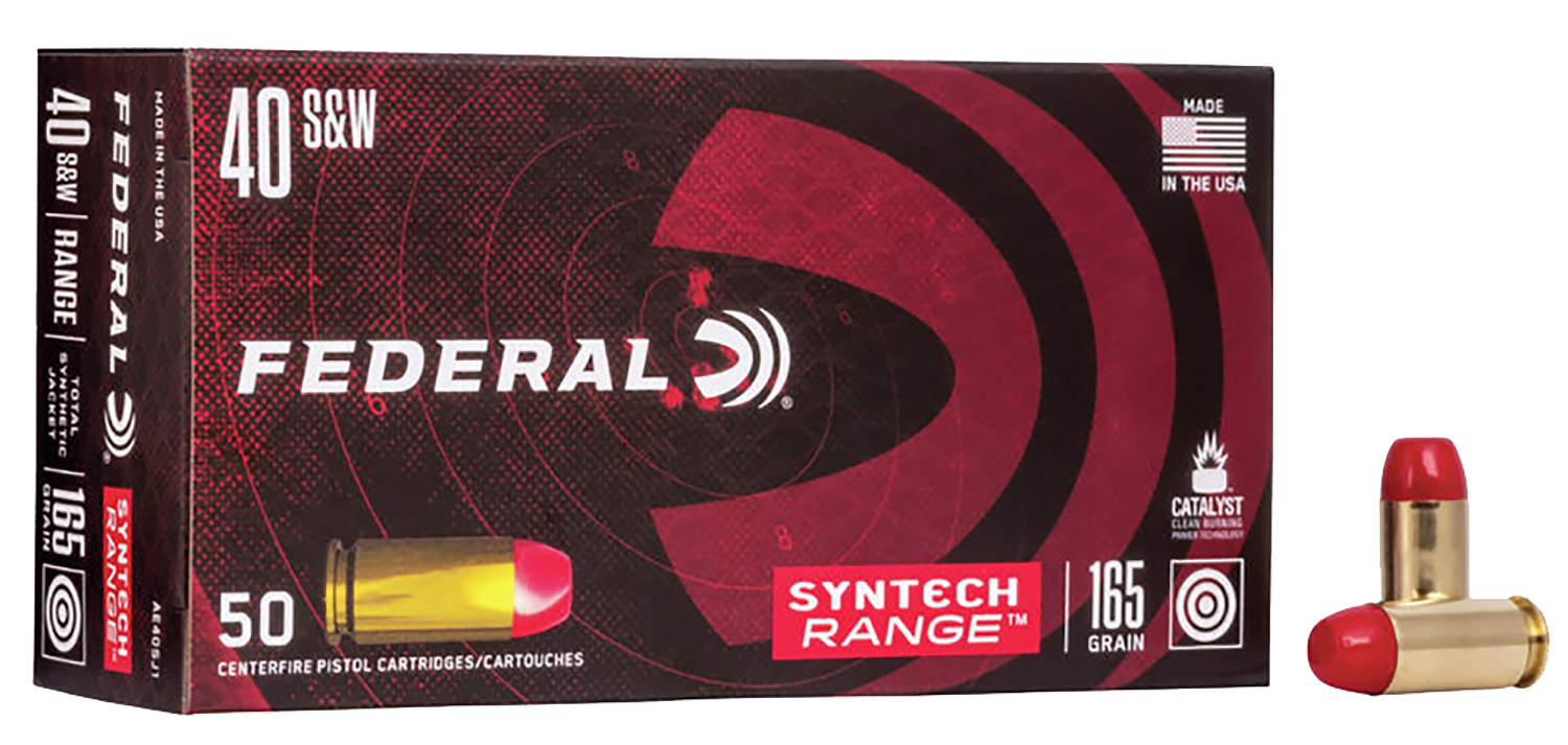 Federal Premium American Eagle Syntech 10mm Auto 205 Grain Total Syntech Jacket Flat Nose Brass Cased Centerfire Pistol Ammunition