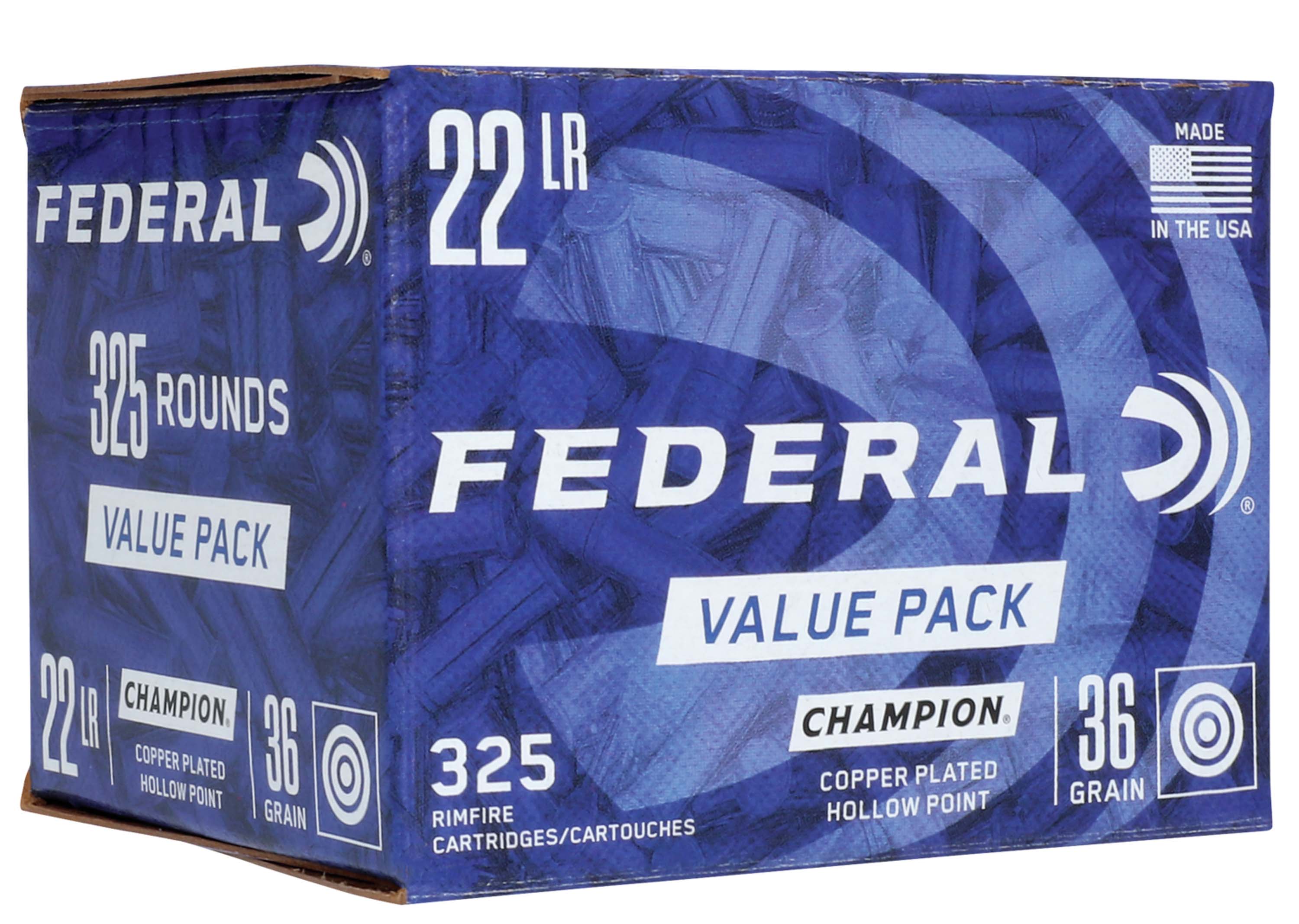 Federal Premium 725 Value Pack 22 LR 36 Gr Copper Plated Hollow Point Rimfire Ammunition