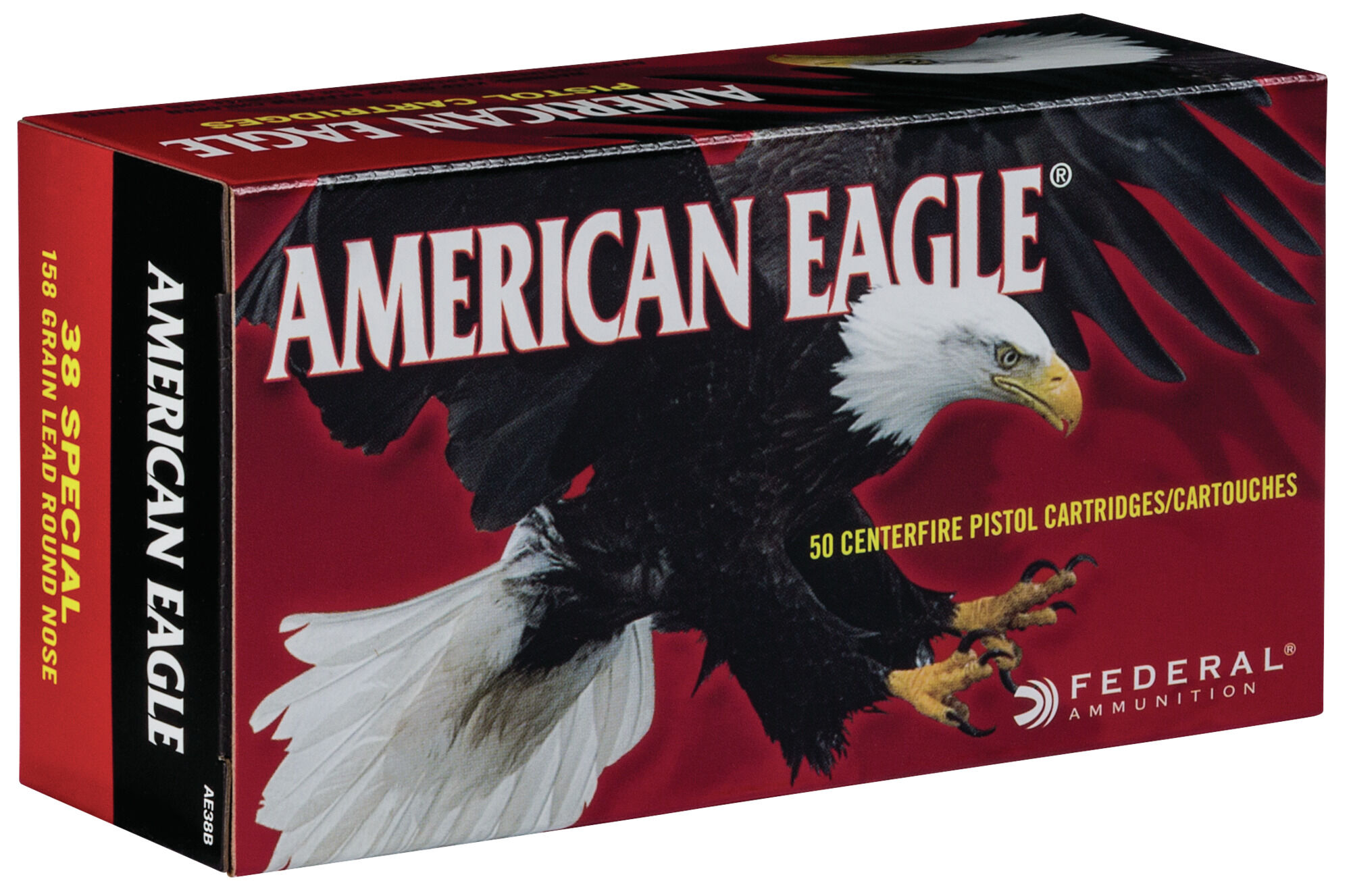 Federal Premium American Eagle Handgun 38 Special 158 Grain Lead Round Nose Brass Cased Centerfire Pistol Ammunition