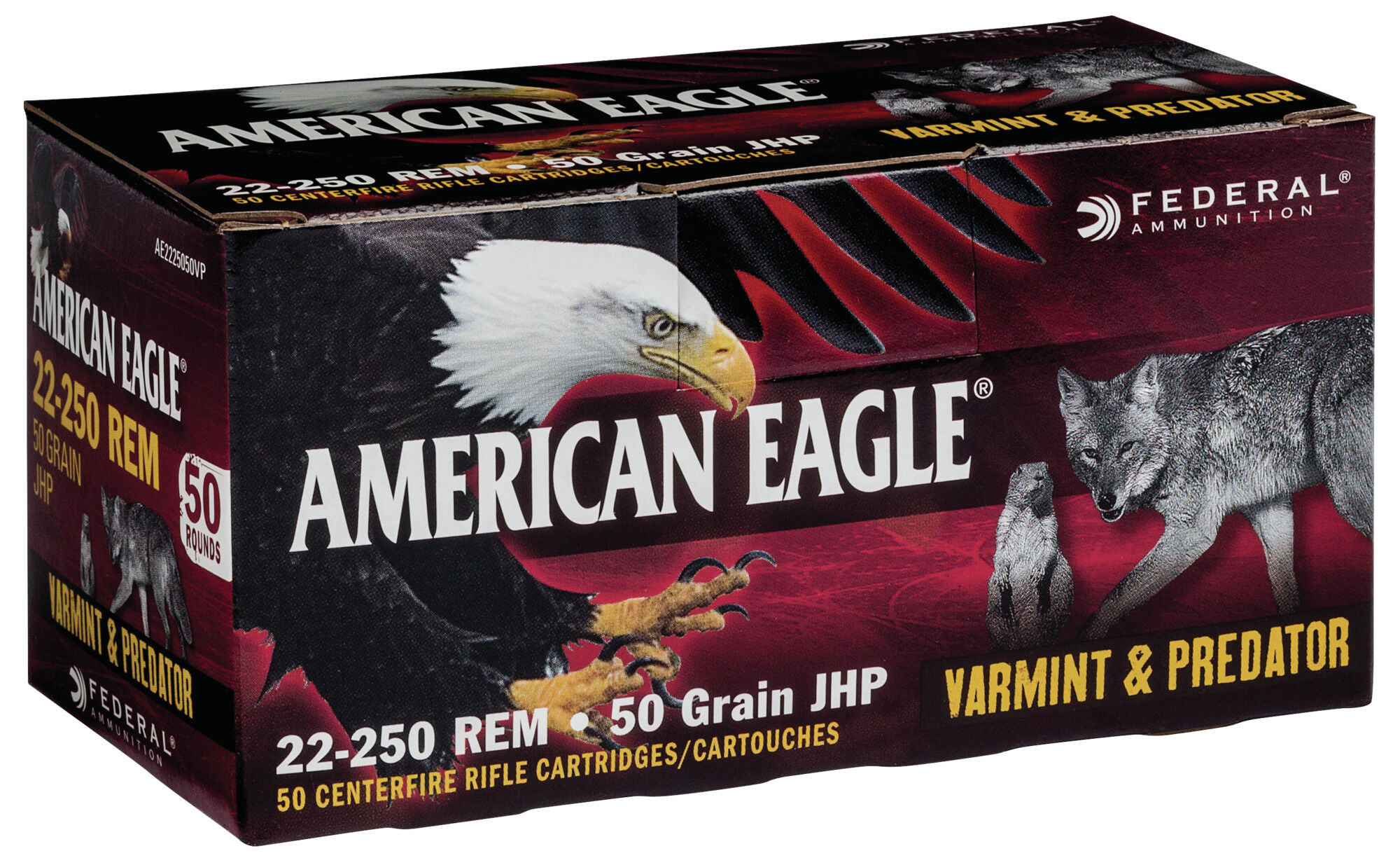 Federal Premium VARMinT / PREDATOR .22-250 50 Grain Jacketed Hollow Point Centerfire Rifle Ammunition