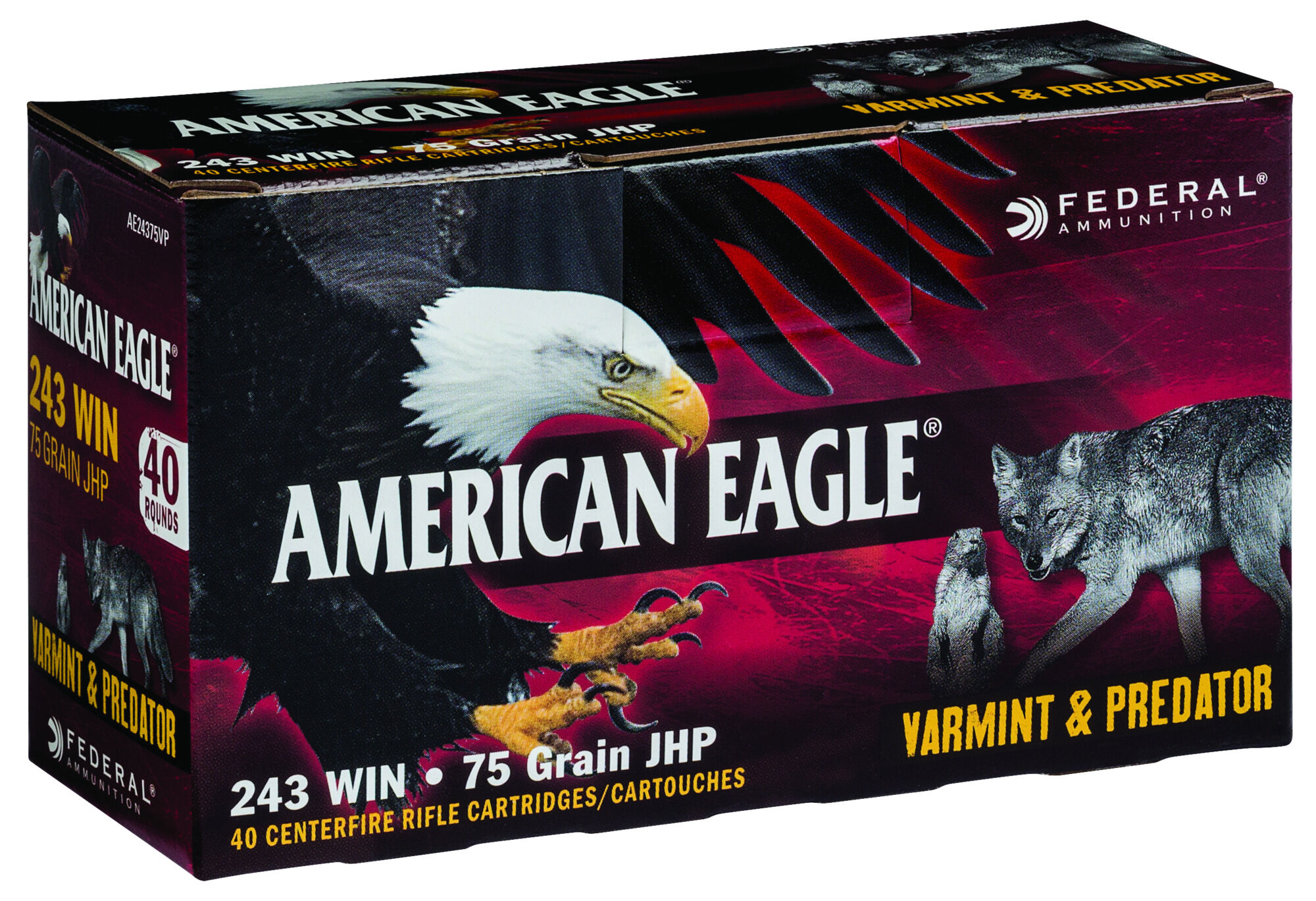 Federal Varmint & Predator .243 Winchester 75 Grain Jacketed Hollow Point Centerfire Rifle Ammunition