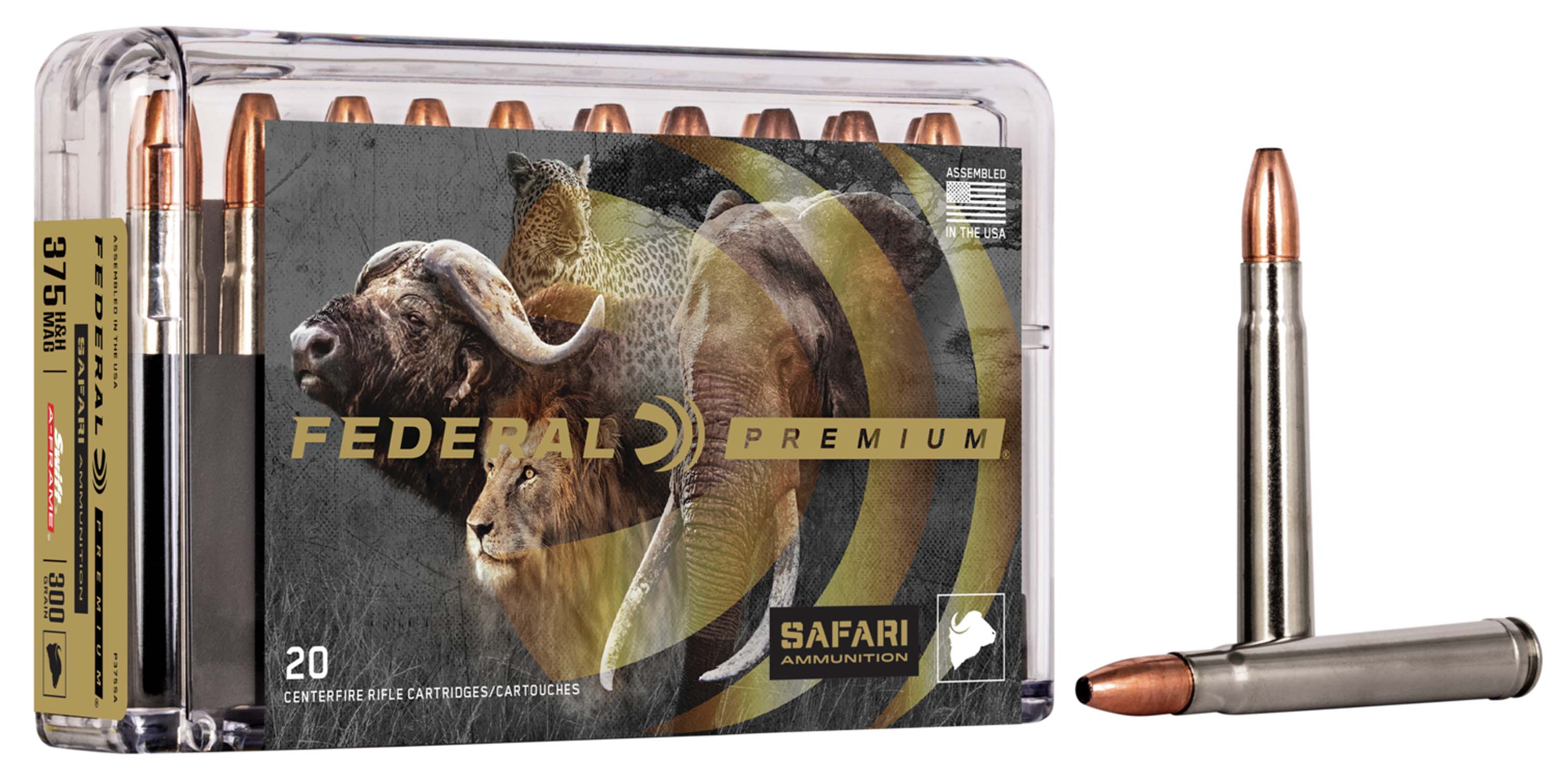 Federal Premium CAPE-SHOK .375 H&H Magnum 300 Grain Swift A-Frame Centerfire Rifle Ammunition