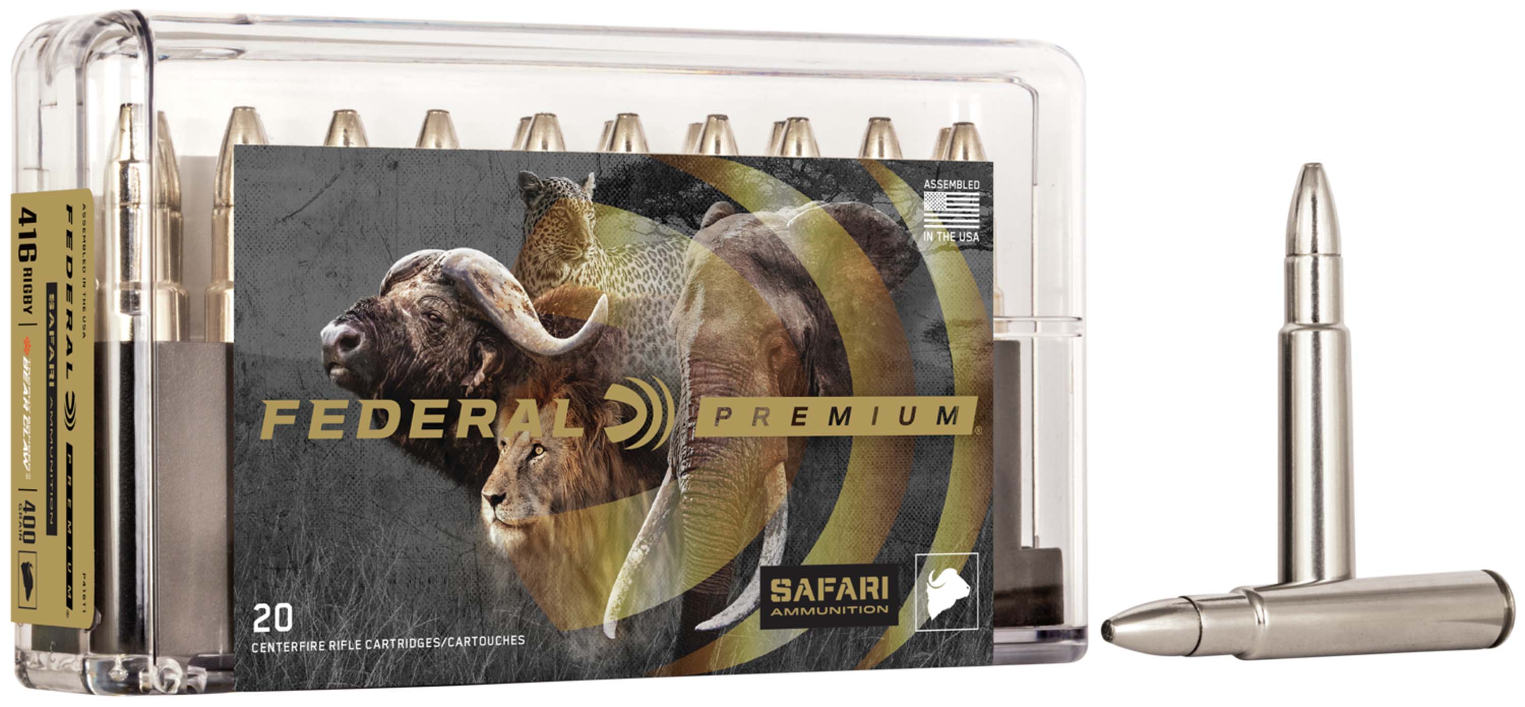 Federal Premium CAPE-SHOK .416 Rigby 400 Grain Trophy Bonded Bear Claw Centerfire Rifle Ammunition