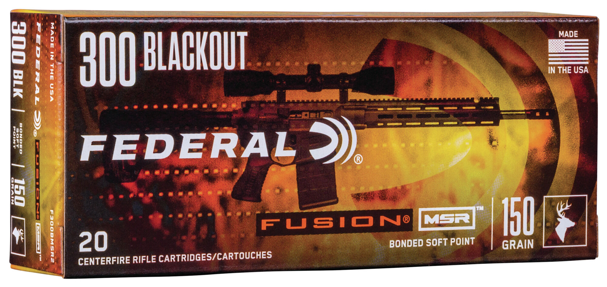 Federal Fusion MSR .300 AAC Blackout 150 Grain Soft Point Centerfire Rifle Ammunition