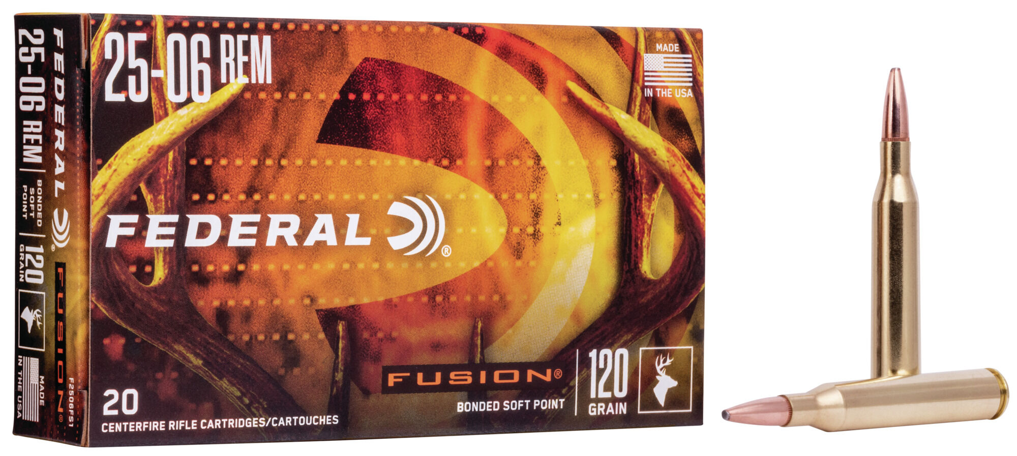 Federal Fusion .25-06 120 Grain Soft Point Centerfire Rifle Ammunition