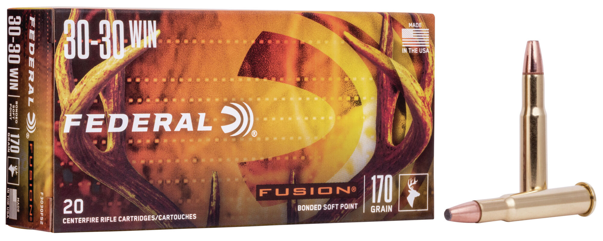 Federal Fusion Rifle 30-30 Win 170 Grain Soft Point Centerfire Rifle Ammunition