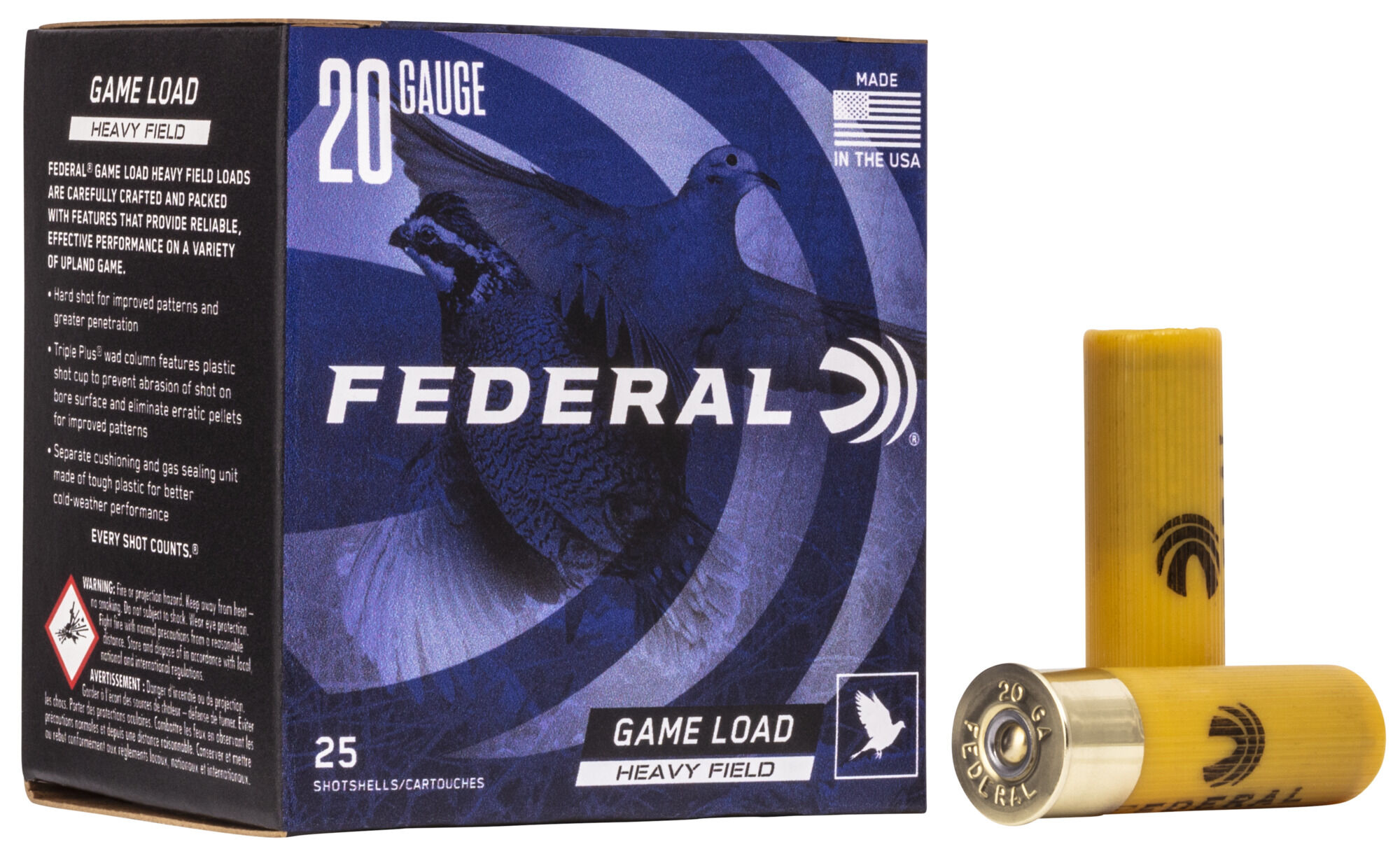 Federal Premium Game Shok 20 Gauge 2 1/2 oz Game Shok Upland Heavy Field Shotgun Ammunition