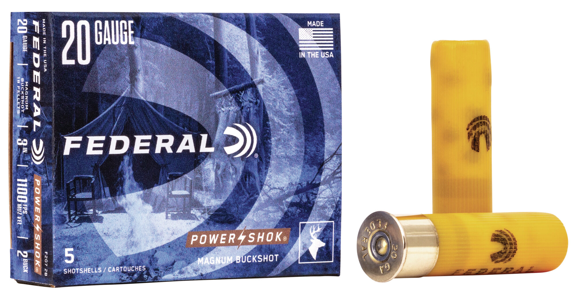 Federal Premium Power Shok 20 Gauge 18 Pellets Power Shok Buckshot Shotgun Ammunition