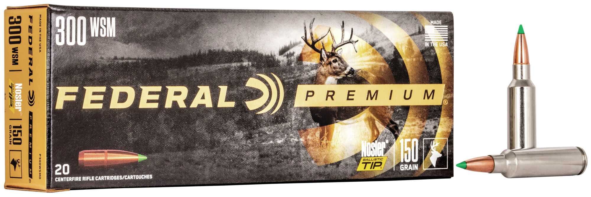 Federal Premium VITAL-SHOK .300 Winchester Short Magnum 150 Grain Nosler Ballistic Tip Centerfire Rifle Ammunition