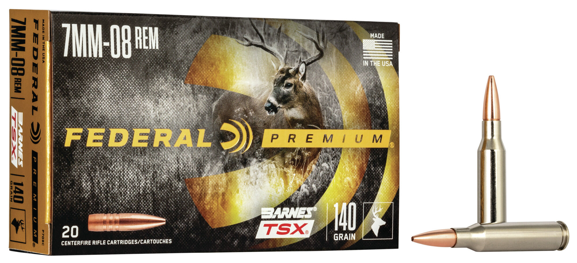 Federal Premium Barnes TSX 7mm-08 Rem 140 Grain Barnes Triple-Shock X Centerfire Rifle Ammunition