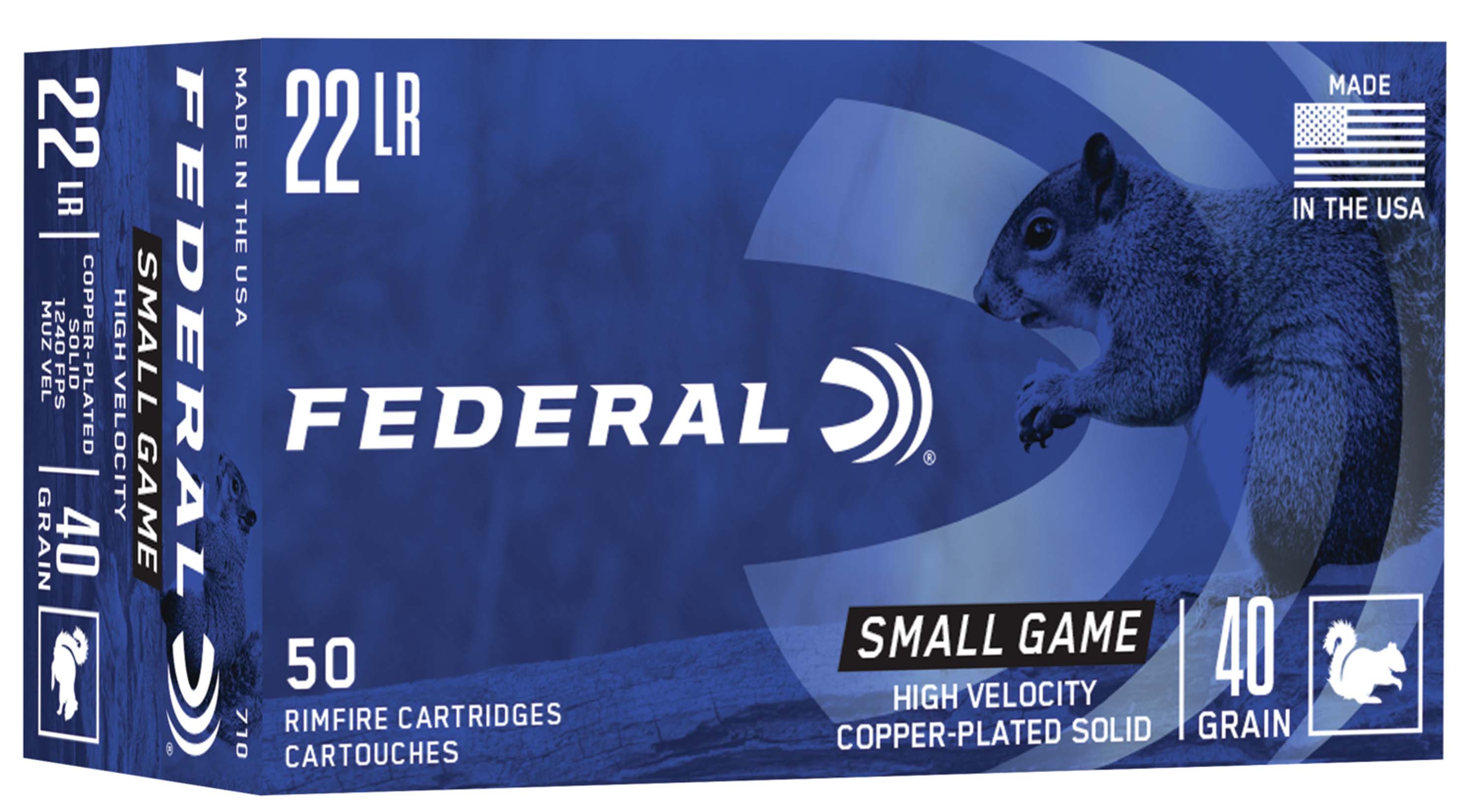 Federal Premium Small Game .22 Long Rifle 40 Grain Copper Plated Round Nose Rimfire Ammunition