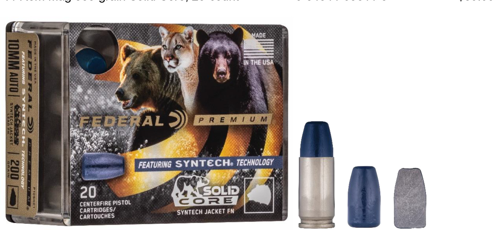 Federal Premium Centerfire Handgun Ammunition .45 ACP +P 240 Grain Syntech Jacket Solid Core Centerfire Pistol Ammunition