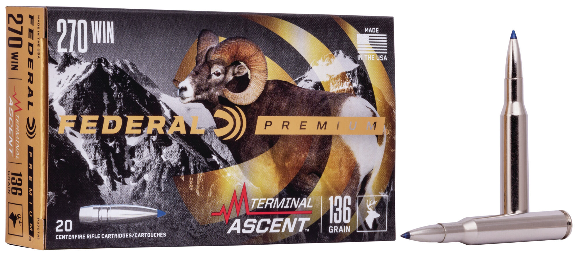 Federal Premium TERMinAL ASCENT .270 Winchester 136 Grain Terminal Ascent Centerfire Rifle Ammunition