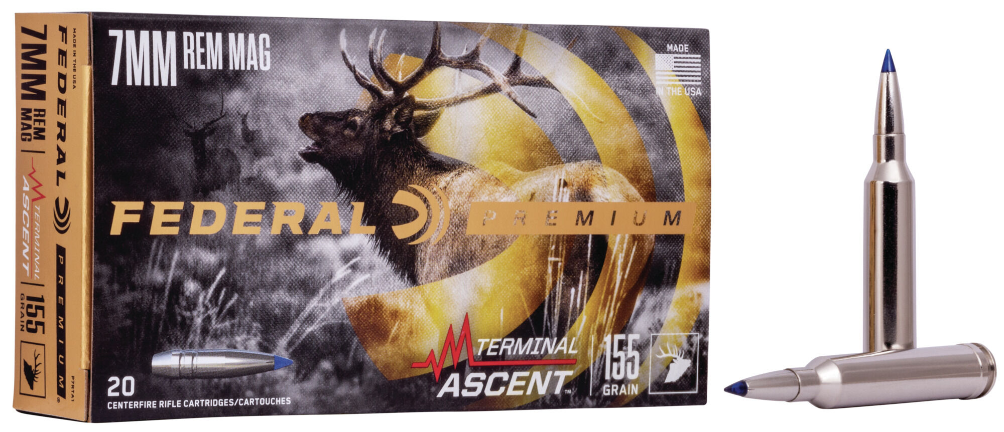 Federal Premium Terminal Ascent 7mm Rem Magnum 155 Grain Terminal Ascent Centerfire Rifle Ammunition