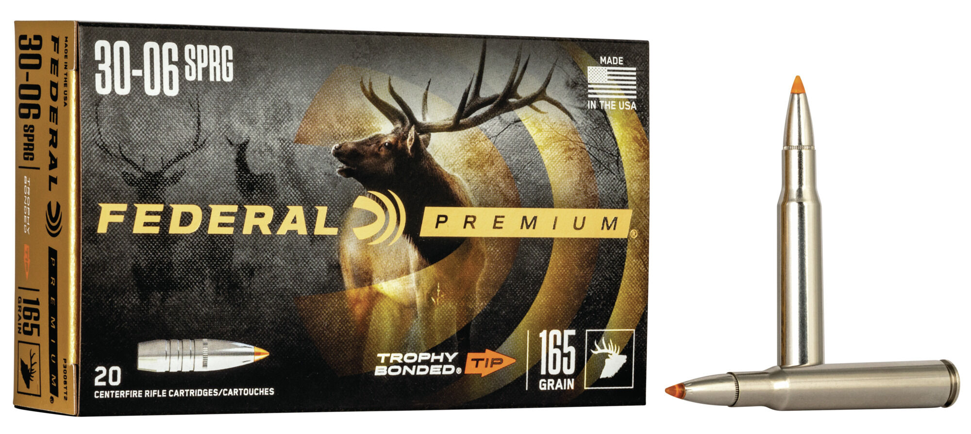 Federal Premium VITAL-SHOK .30-06 Springfield 165 Grain Trophy Bonded Tip Centerfire Rifle Ammunition