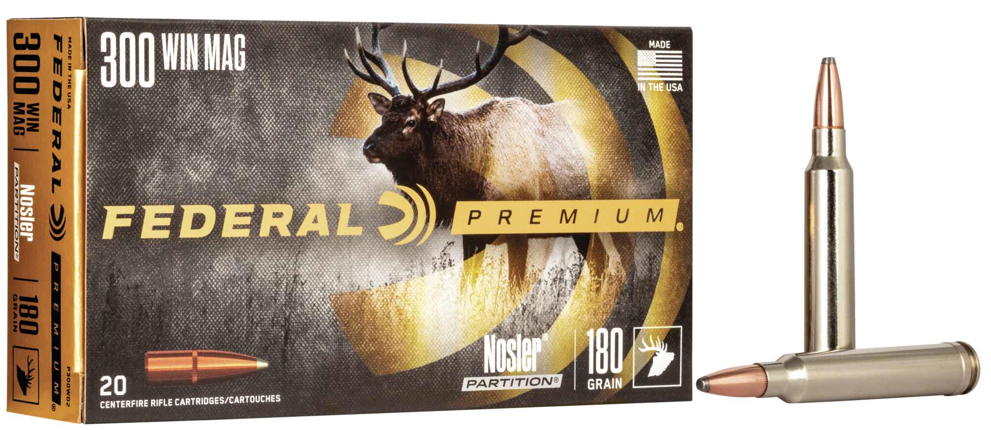 Federal Premium VITAL-SHOK .300 Winchester Magnum 180 Grain Nosler Partition Centerfire Rifle Ammunition