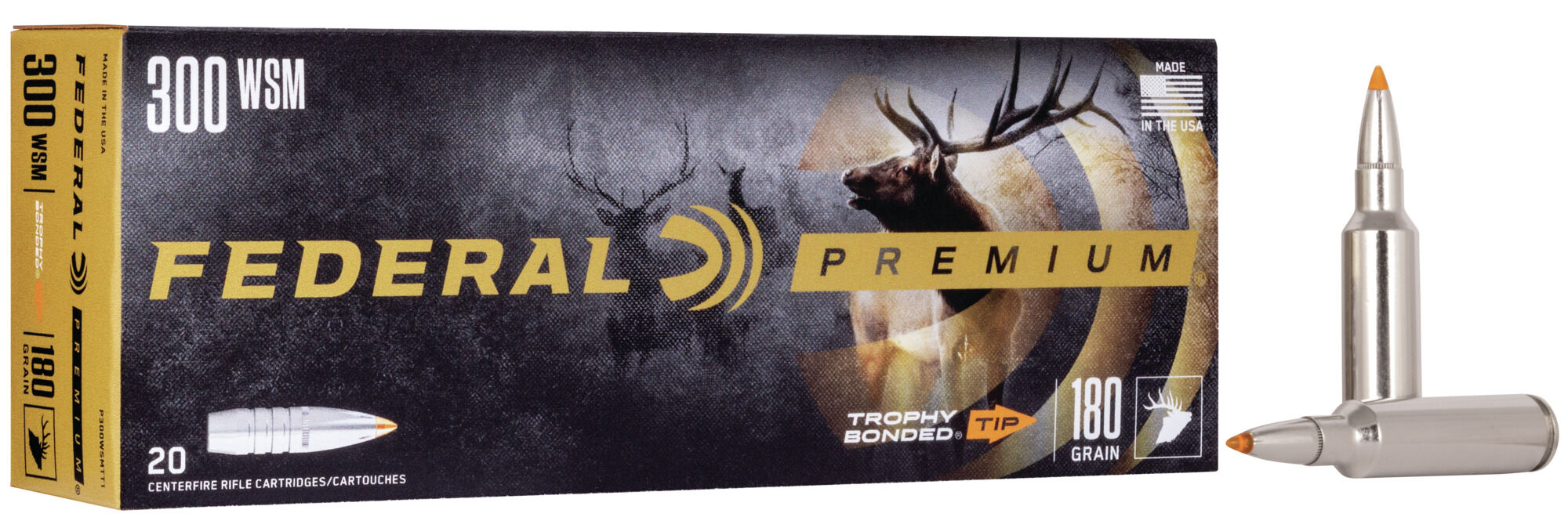 Federal Premium VITAL-SHOK .300 Winchester Short Magnum 180 Grain Trophy Bonded Tip Centerfire Rifle Ammunition