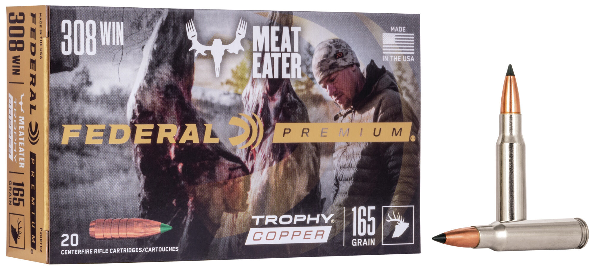 Federal Premium VITAL-SHOK .308 Winchester 165 Grain Trophy Copper Centerfire Rifle Ammunition