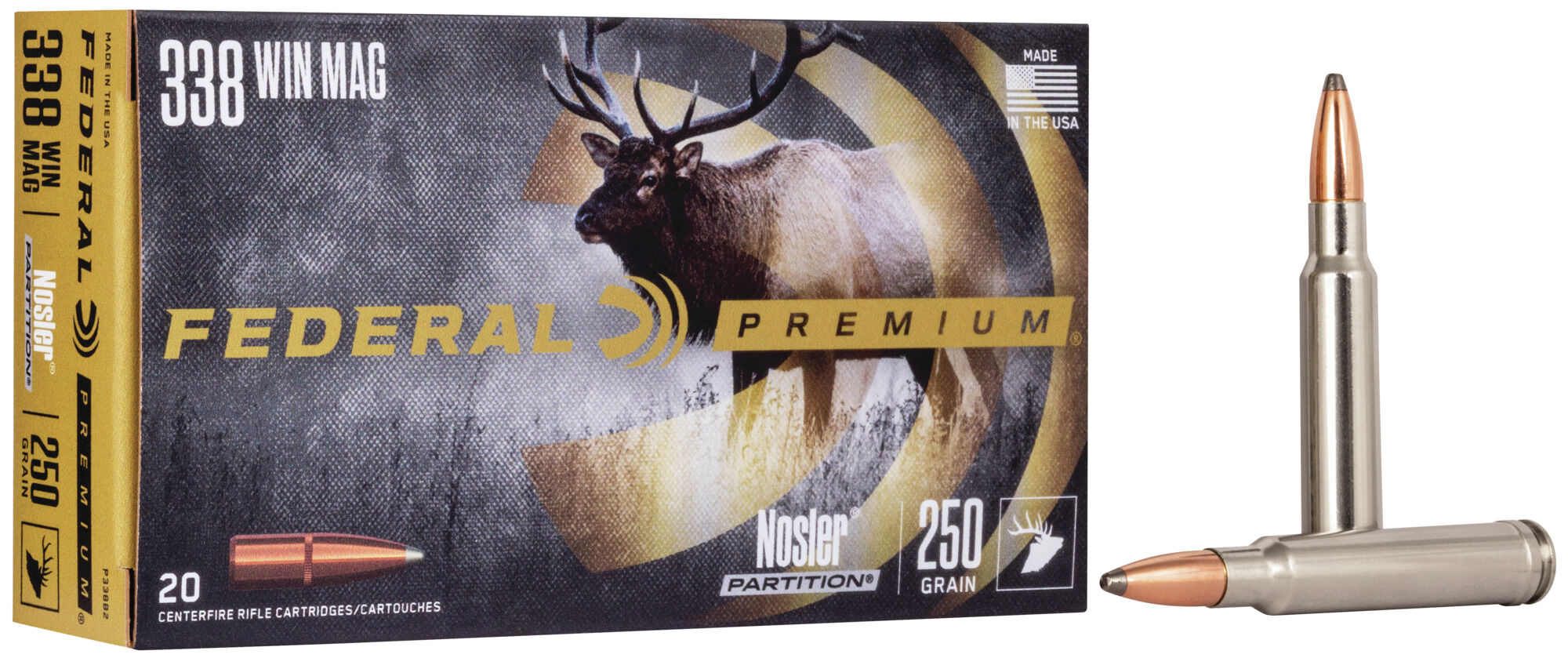 Federal Premium 338 Winchester Magnum 250 Grain Nosler Partition Rifle Ammunition