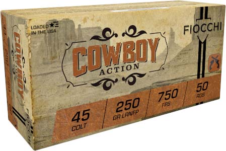 Fiocchi Cowboy Action .45 Colt 250 Grain Lead Round Nose Flat Point Brass Cased Centerfire Pistol Ammunition