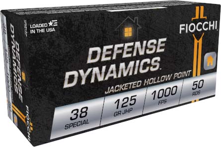 Fiocchi Defense Dynamics .38 Special 125 Grain SJHP Brass Cased Pistol Ammunition