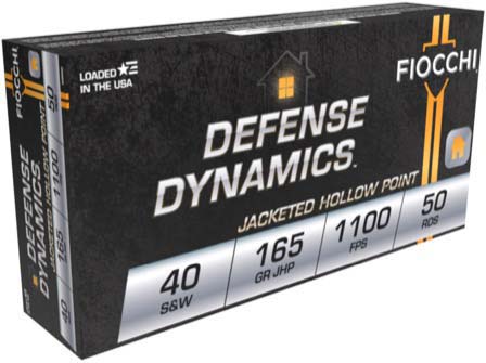 Fiocchi Defense Dynamics .40 S&W 165 Grain JHP Brass Cased Pistol Ammunition