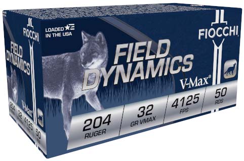 Fiocchi Field Dynamics 204 Ruger 32 Grain VMAX Brass Rifle Ammunition