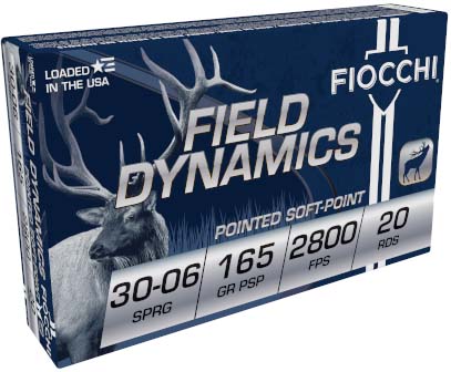 Fiocchi Field Dynamics .30-06 165 Grain PSP Brass Cased Rifle Ammunition