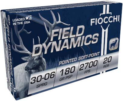 Fiocchi Field Dynamics .30-06 180 Grain PSP Brass Cased Rifle Ammunition