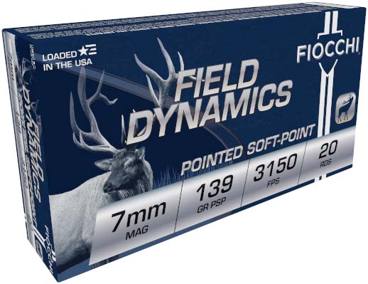 Fiocchi Field Dynamics 7mm Remington Magnum 139 Grain PSP Brass Cased Rifle Ammunition