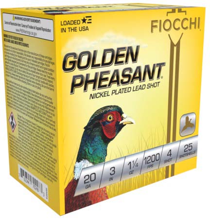 Fiocchi Golden Pheasant 20 Gauge 1 1/4oz 3in 4 Size Shotgun Ammunition