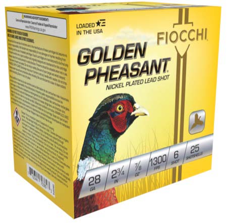 Fiocchi Golden Pheasant 28 Gauge 7/8oz 2.75in 6 Size Shotgun Ammunition