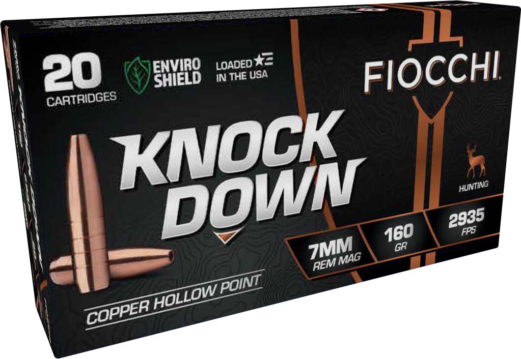 Fiocchi Knock Down 7mm Remington Magnum 160 Grain HP Brass Rifle Ammunition