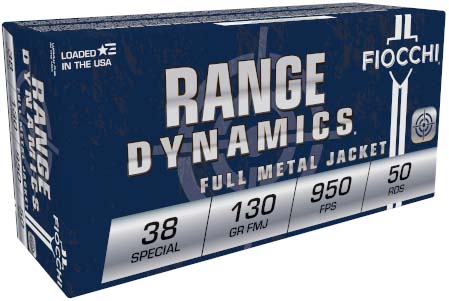 opplanet fiocchi range dynamics 38 special 130 grain fmj brass pistol ammo 50 rounds 38a main