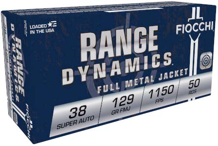 Fiocchi Range Dynamics .38Super 129 Grain FMJ Brass Pistol Ammunition