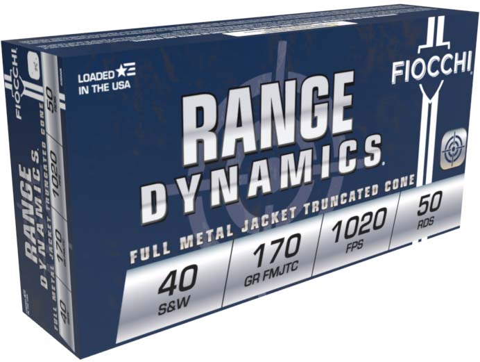 Fiocchi Range Dynamics .40S&W 170 Grain FMJTC Brass Pistol Ammunition