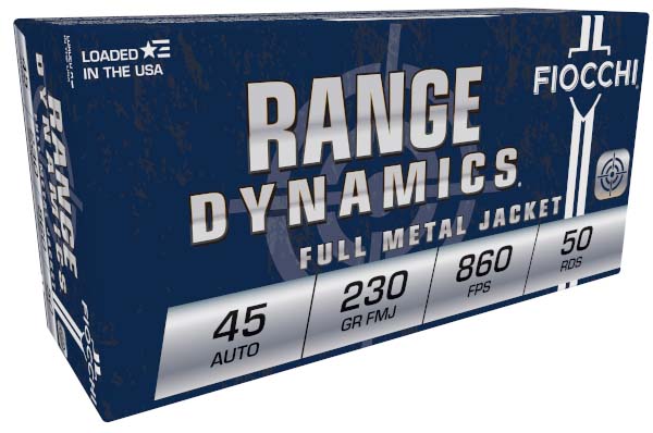 Fiocchi Range Dynamics .45ACP 230 Grain FMJ Brass Pistol Ammunition