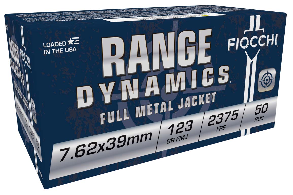 Fiocchi Range Dynamics 7.62x39mm 123 Grain FMJ Brass Rifle Ammunition