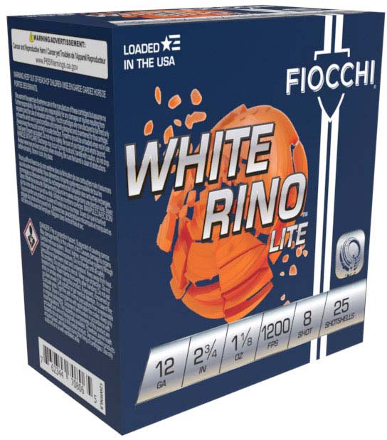 Fiocchi White Rino 12 Gauge 1-1/8 oz 2-3/4in 8 Shot Shot 8 Shotgun Ammunition
